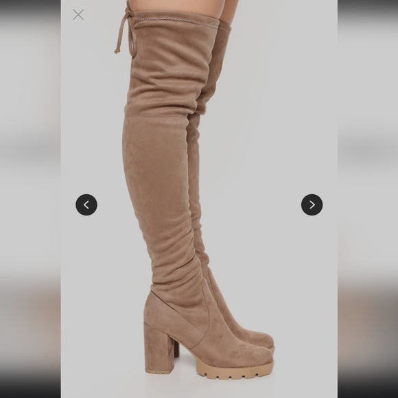 Fashion Nova Taupe Heeled Boots - Picture 3 of 4
